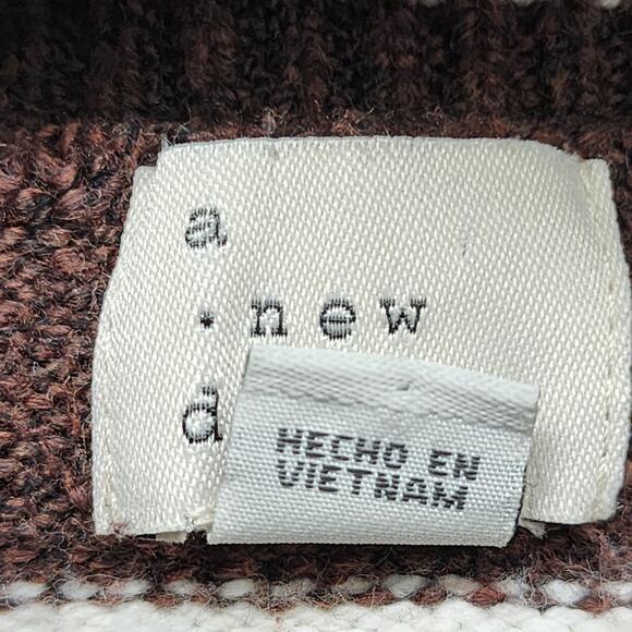 A New Day Sweater Womens‎ L Brown White Striped Mock Neck Pullover Casual Preppy - Picture 4 of 10